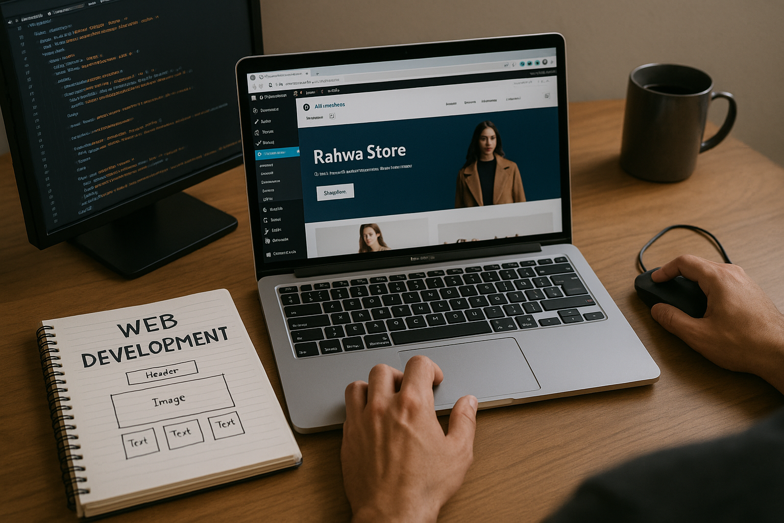 Web Developer at Work on Project